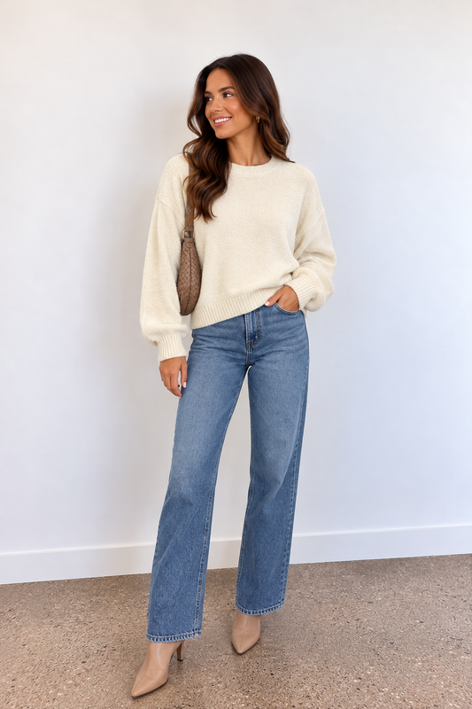 Cozy Girl Sweater- Cream
