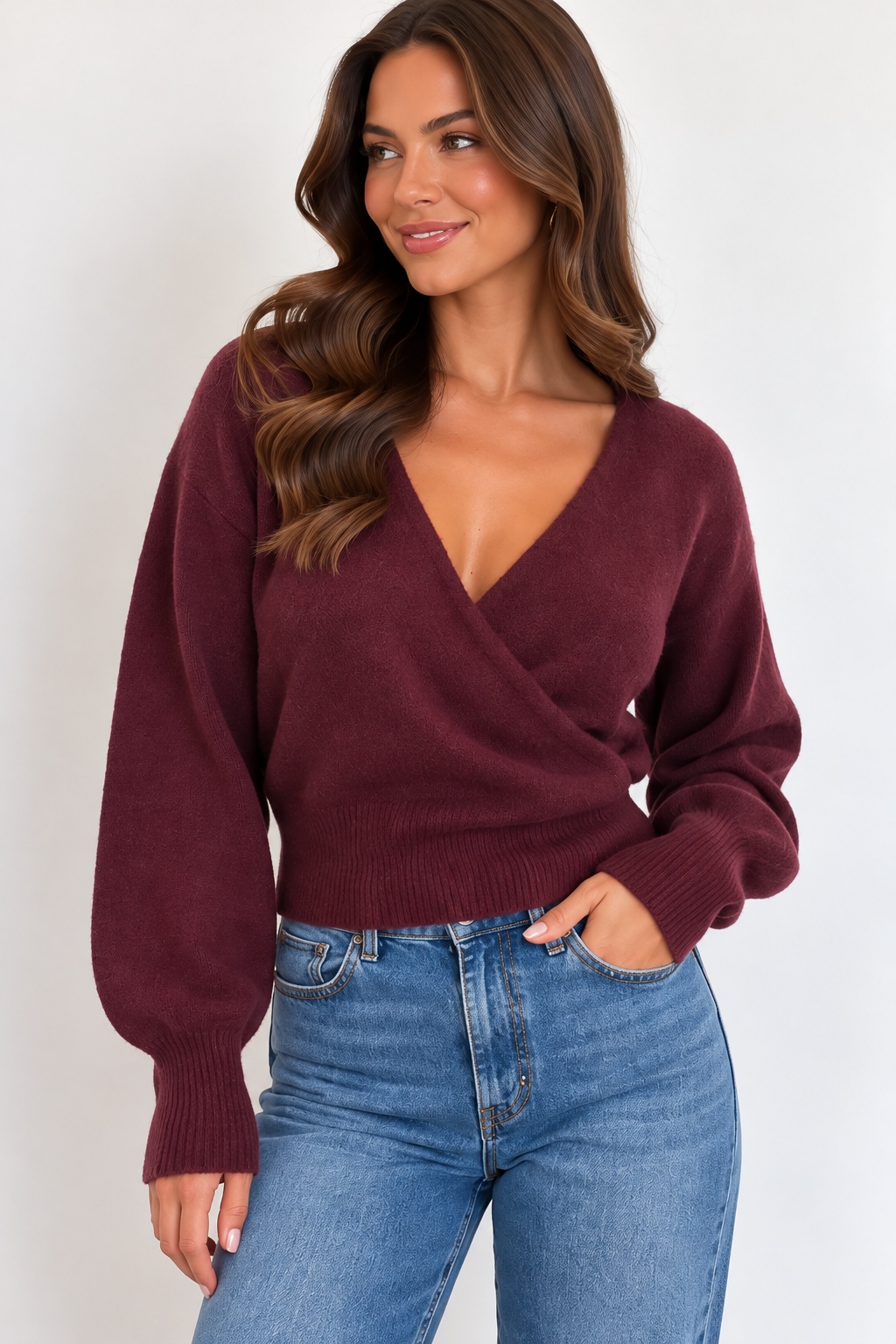 Bridgette Wrap Top- Burgundy