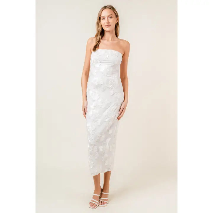 3d floral midi dress