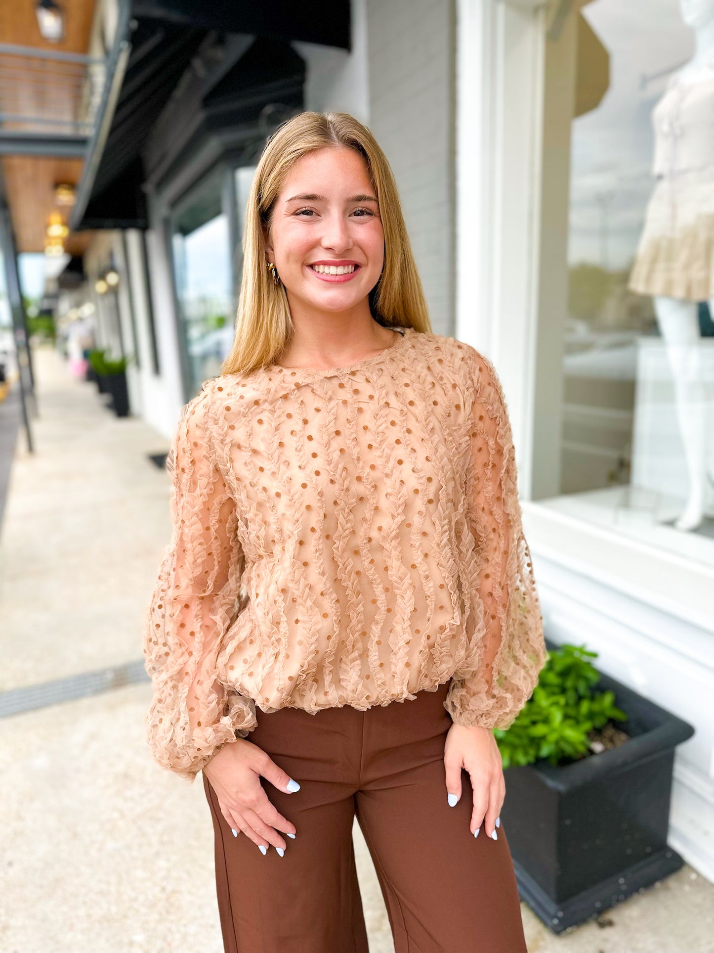 Dotty Blouse- Tan