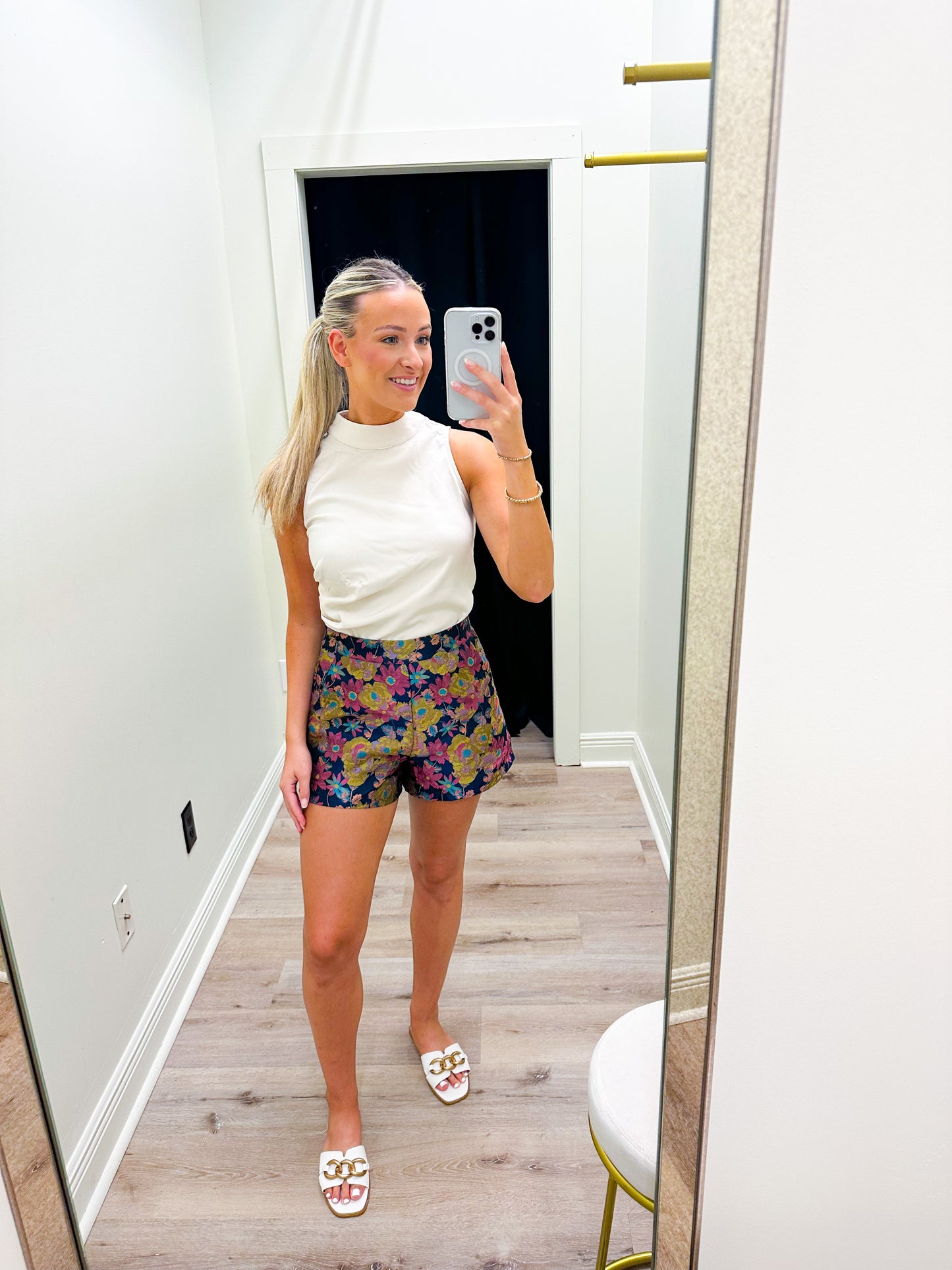 Navy Floral Shorts