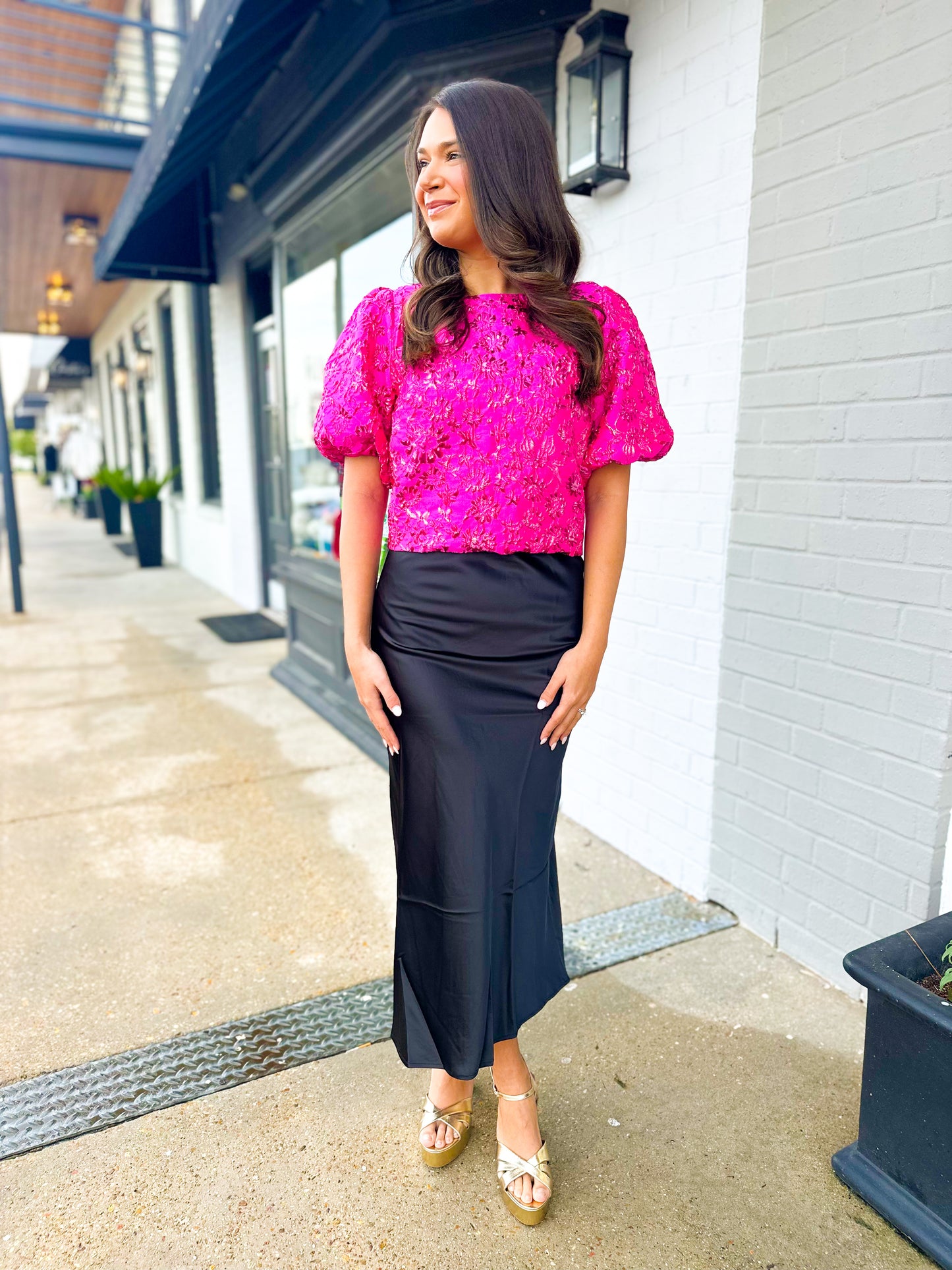 Black Silk Midi Skirt