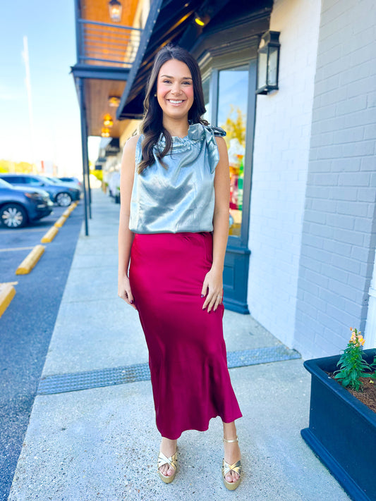 Burgundy Midi Skirt