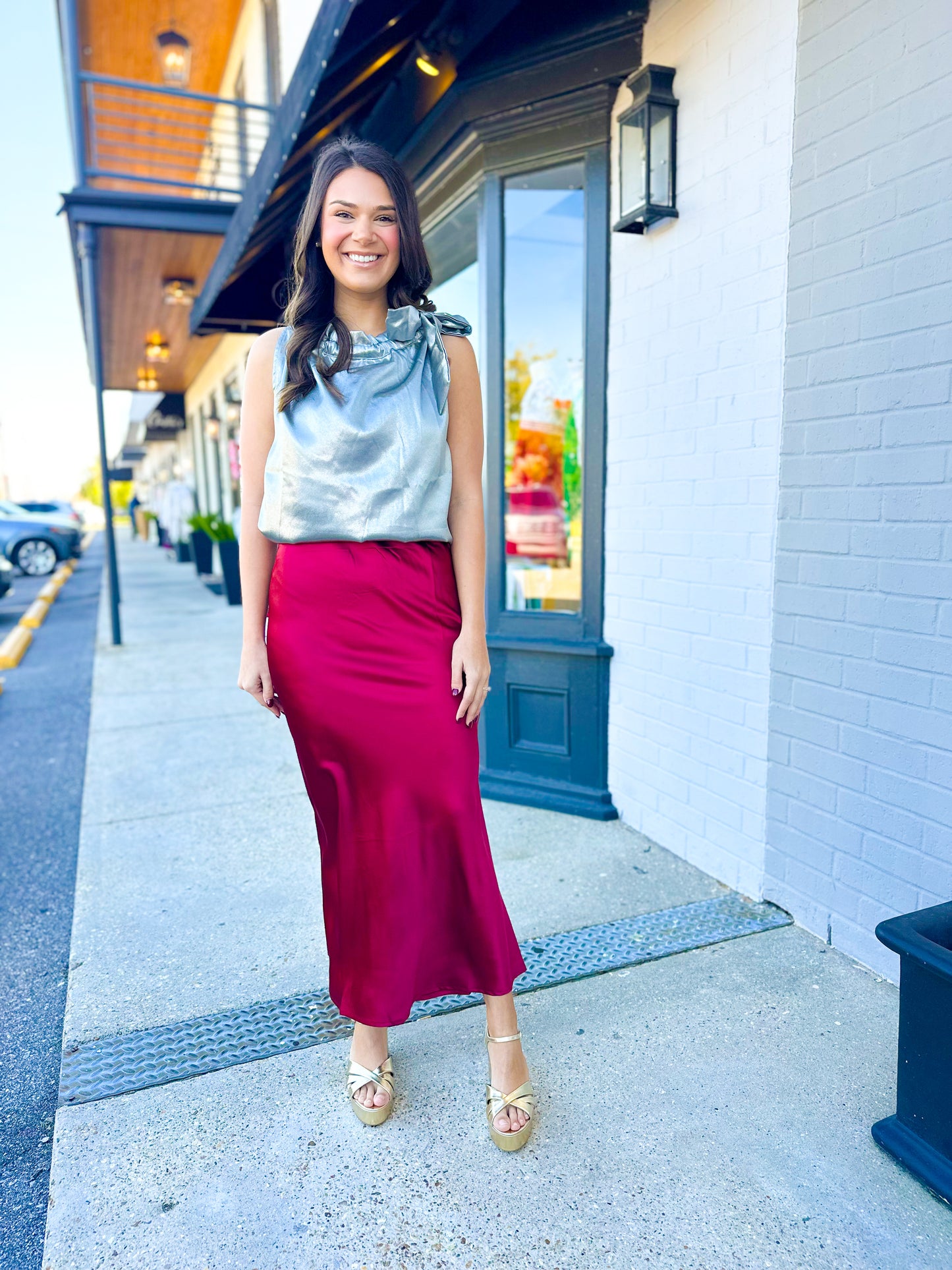 Burgundy Midi Skirt