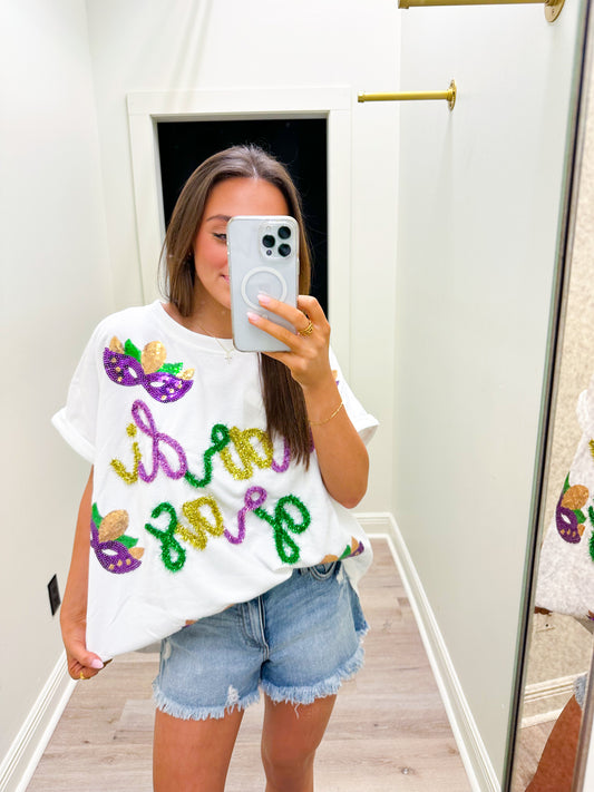 Mardi Gras Tinsel Top