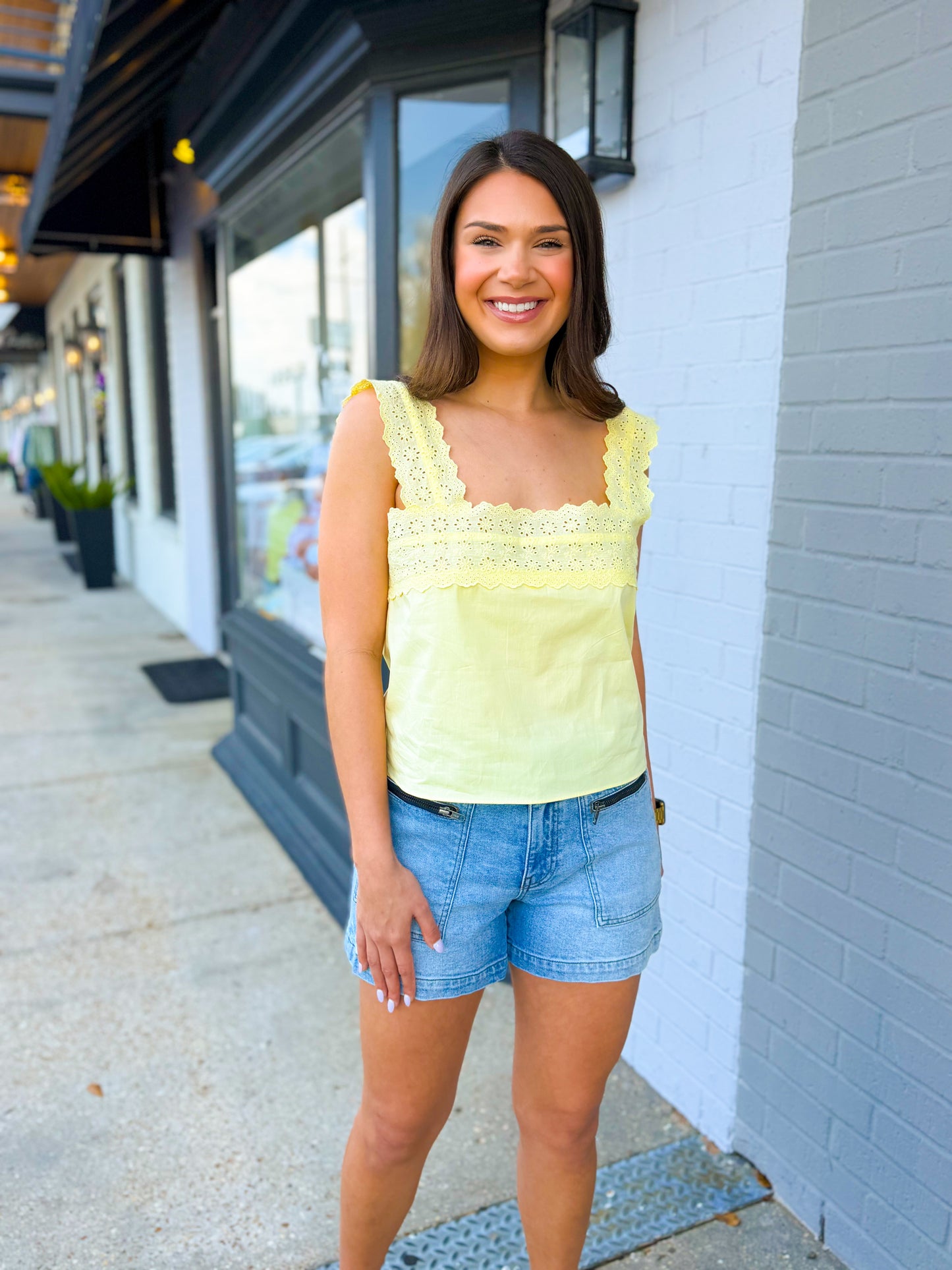 Buttercream Eyelet Tank