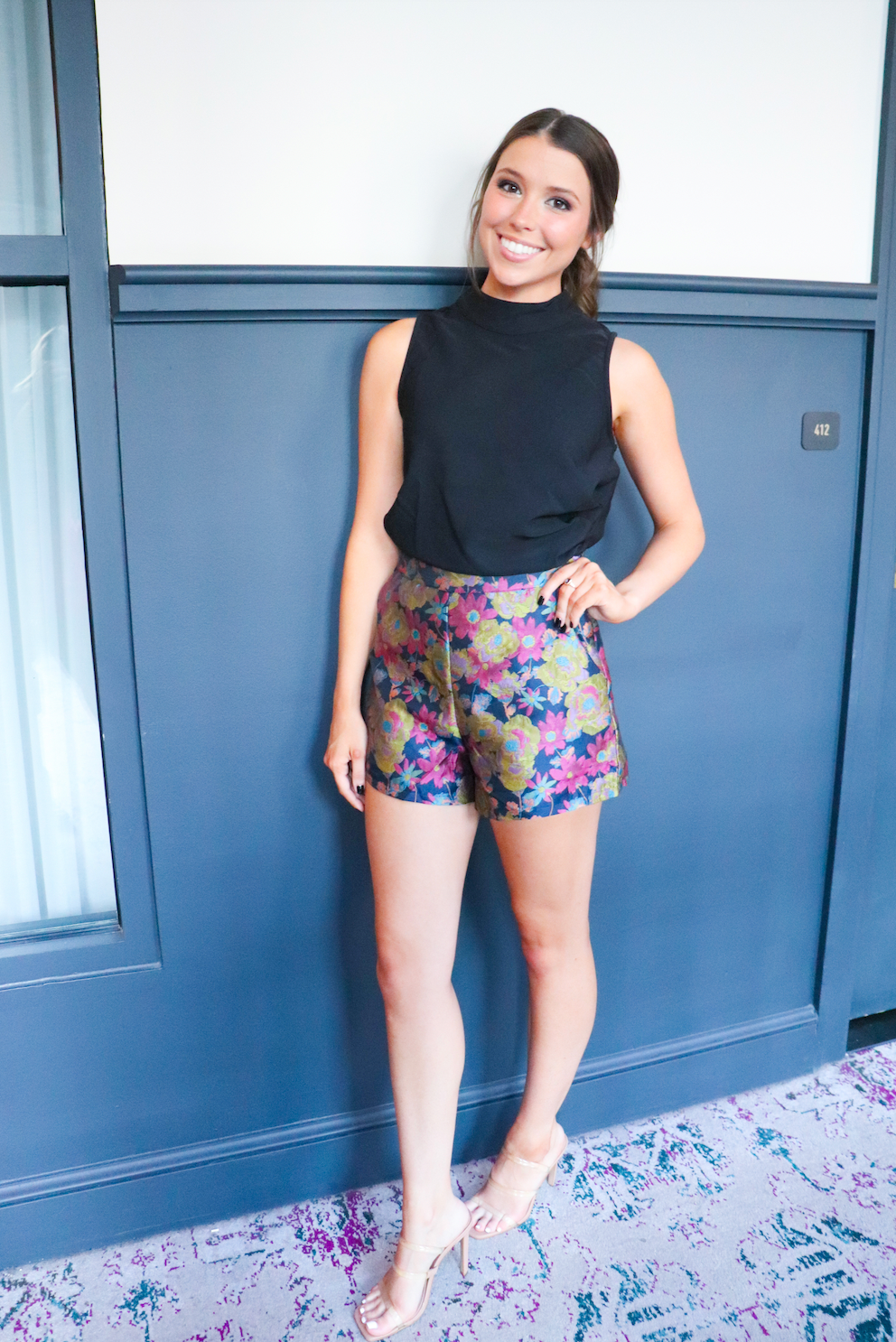 Navy Floral Shorts