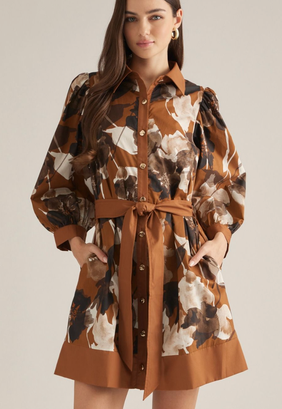 Harvest Bloom Dress- Brown