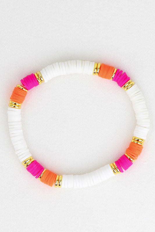 Orange Pink Bead Bracelet