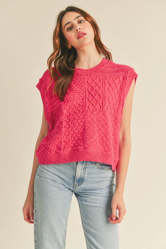 Rosie Sweater Vest- Pink