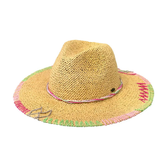 Stitched in Sunshine Straw Hat- Tan