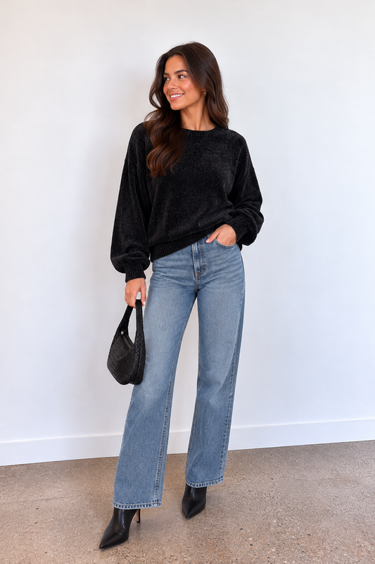 Cozy Girl Sweater- Black