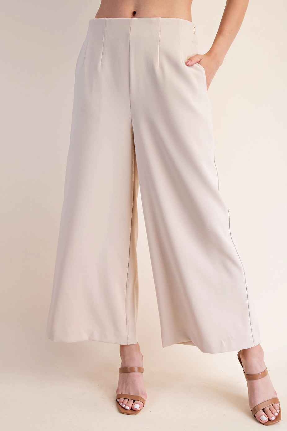High Waist Pants- Beige