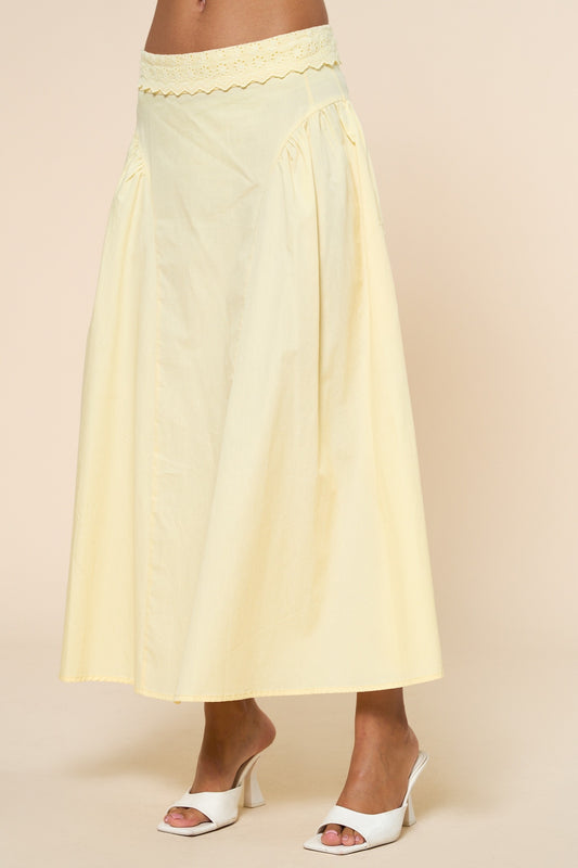 Buttercream Eyelet Midi Skirt