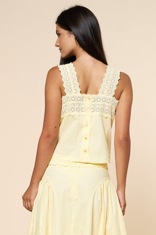 Buttercream Eyelet Tank