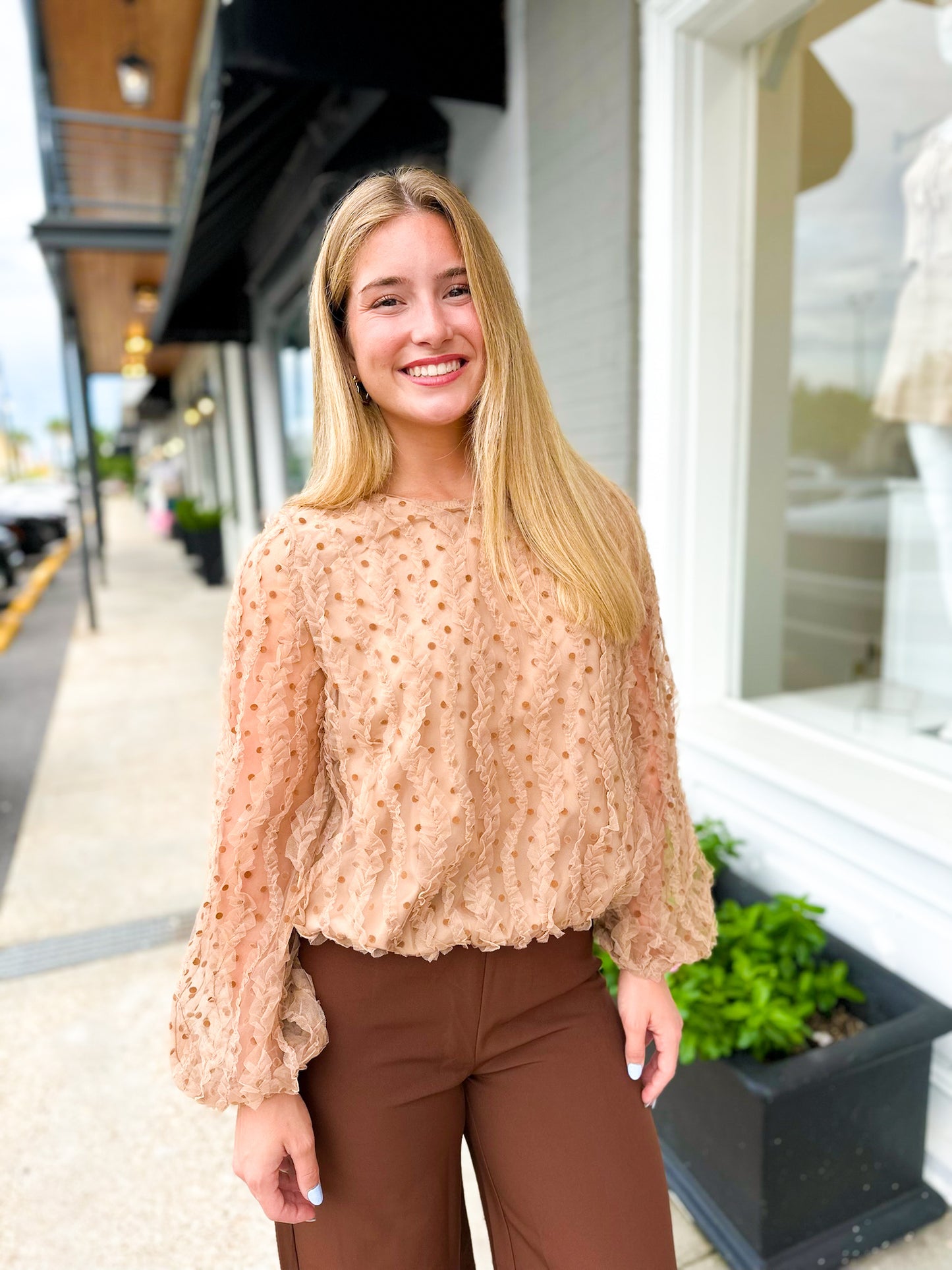 Dotty Blouse- Tan