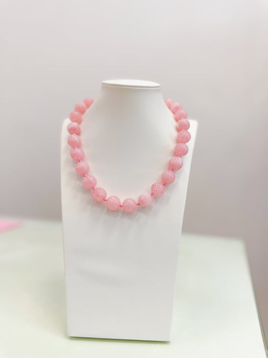 Marble Beaded Statement Necklace- Blush