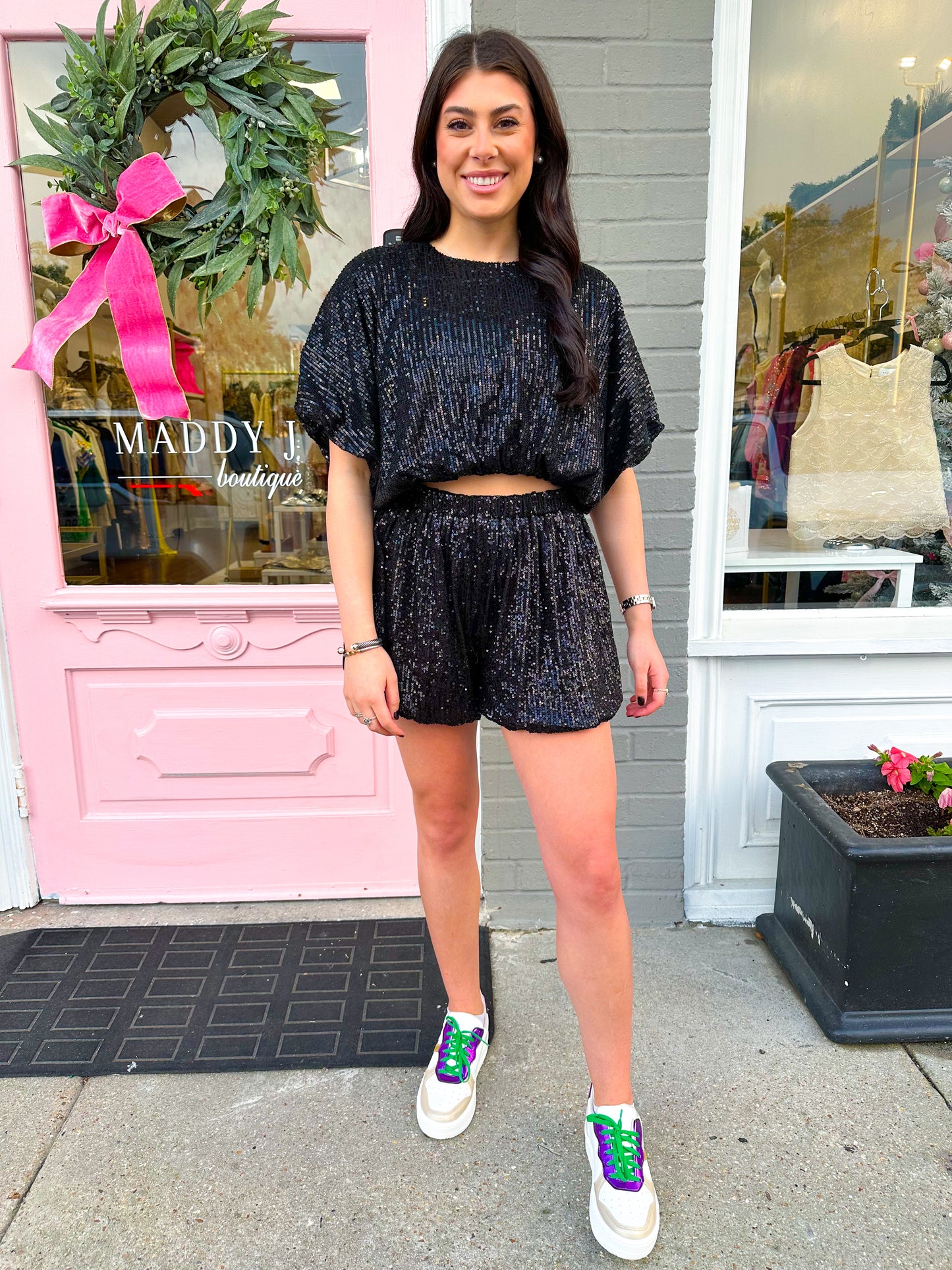 Black Sequin Shorts