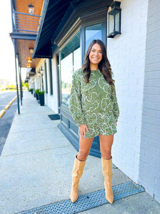 Olive Line Shorts