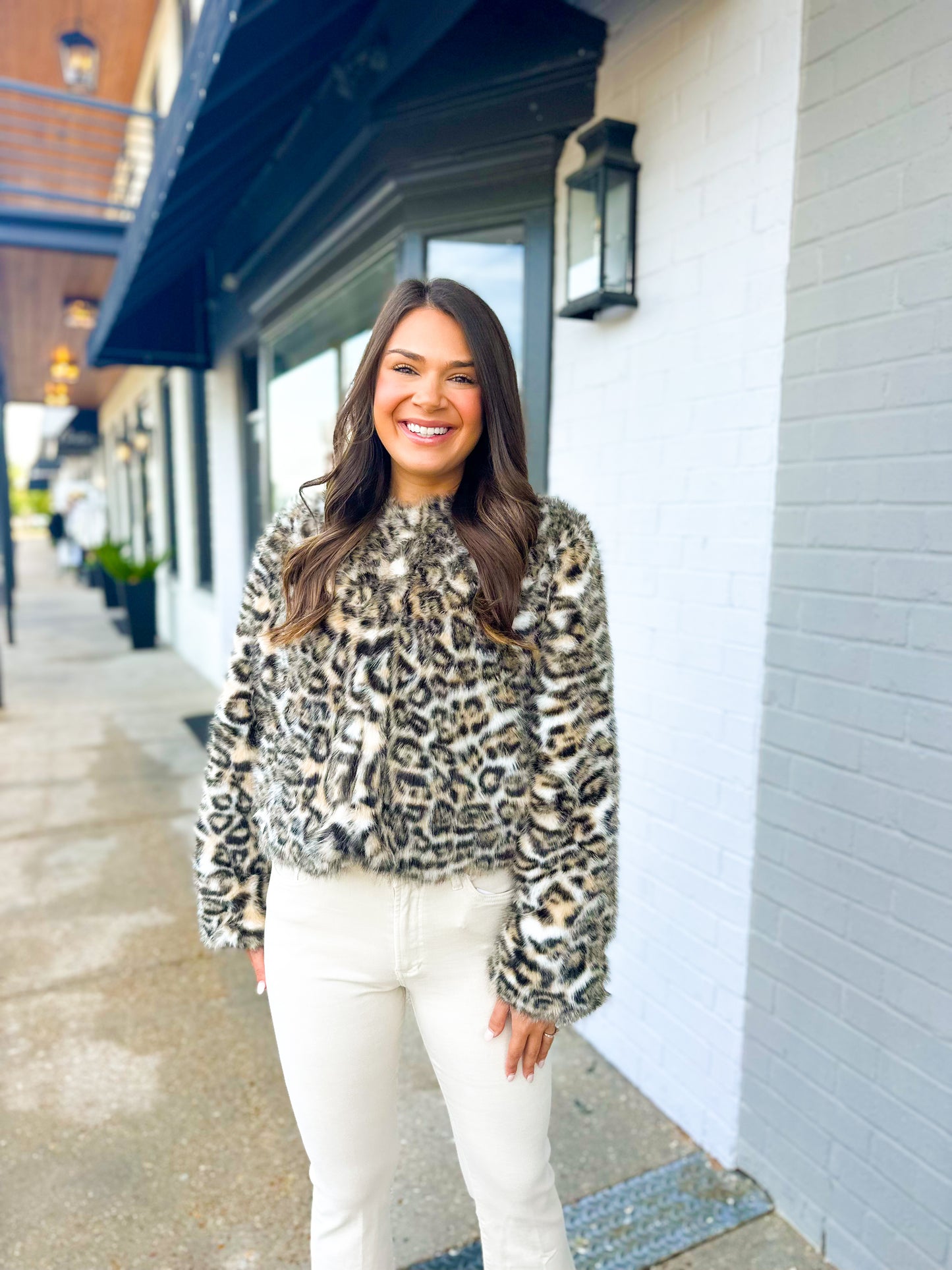 Print Faux Fur Jacket