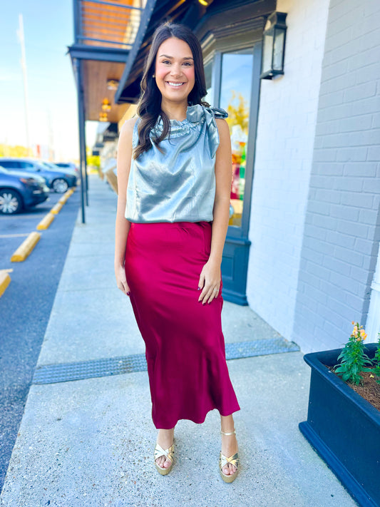 Burgundy Midi Skirt