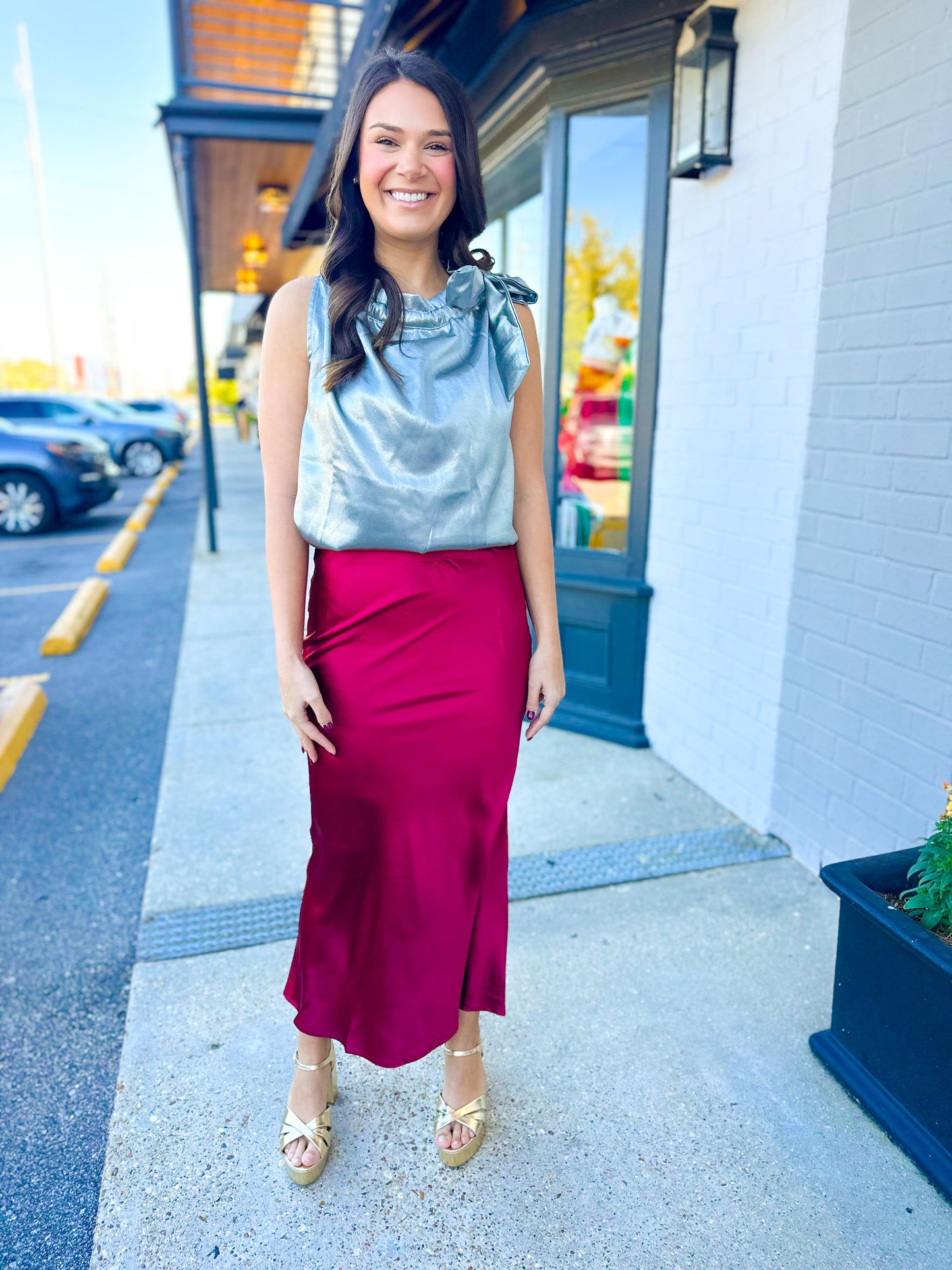 Burgundy Midi Skirt
