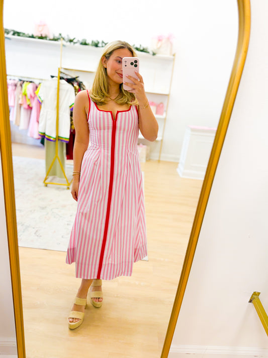 Strawberry Stripe Midi Dress