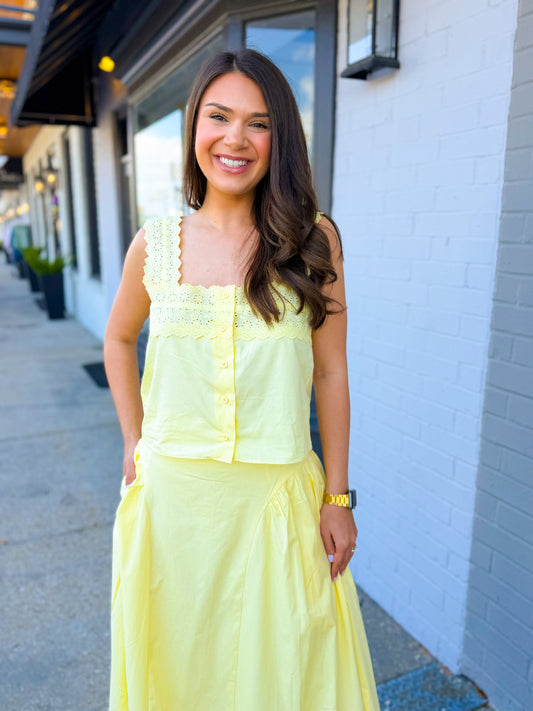 Buttercream Eyelet Tank