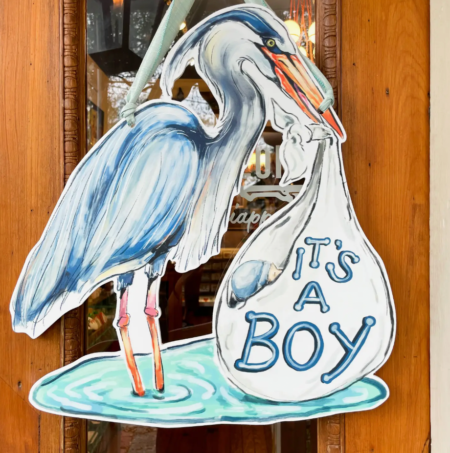 It's A Boy Heron Door Hanger