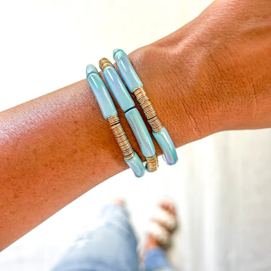 Metallic Tube Bracelets- Blue