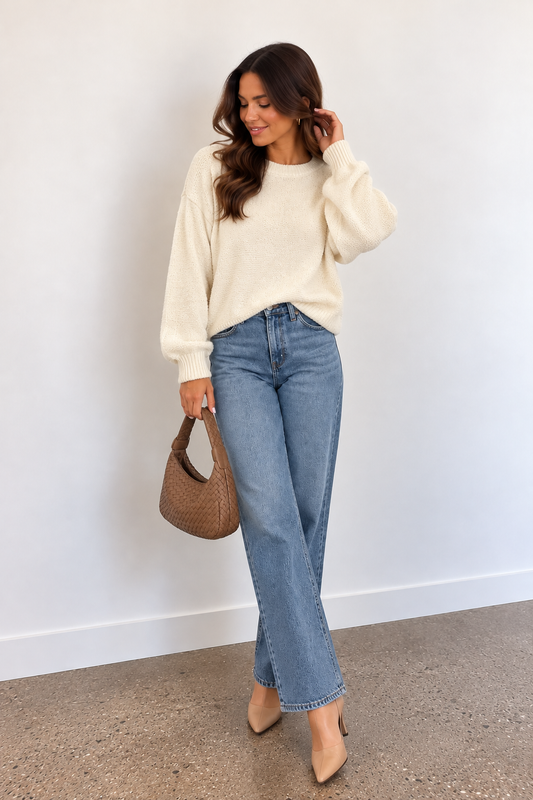 Cozy Girl Sweater- Cream