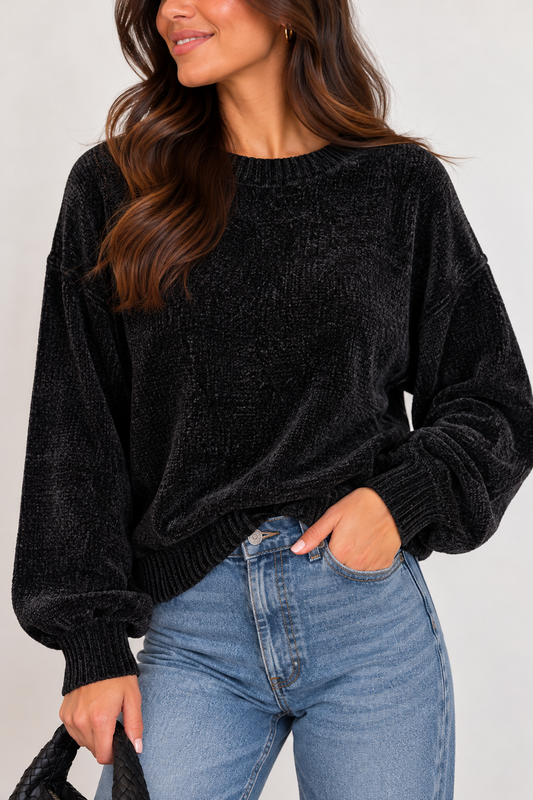 Cozy Girl Sweater- Black