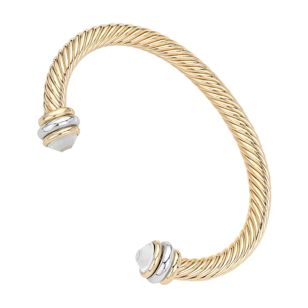 Stone End Twisted Rope Cuff Bracelet