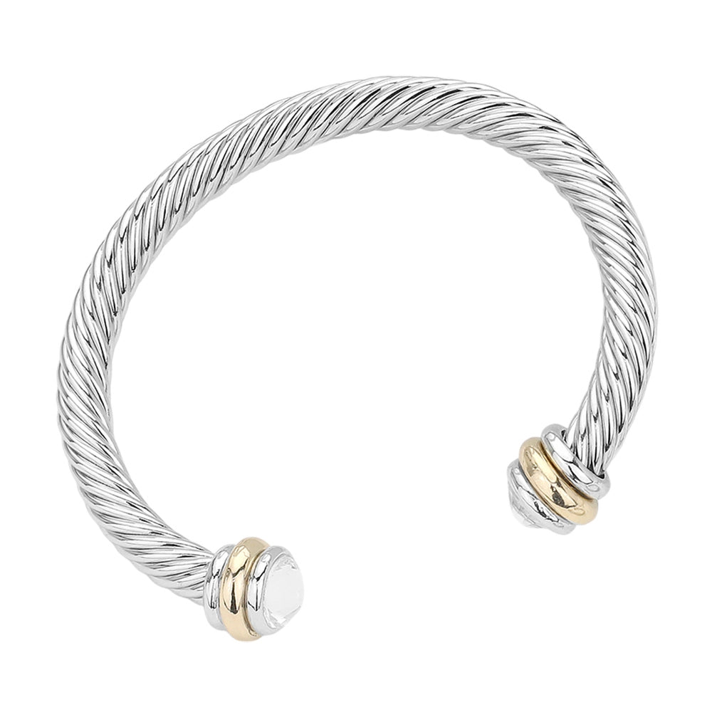 Stone End Twisted Rope Cuff Bracelet